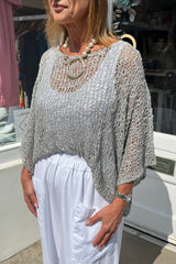 Light Grey Popcorn Poncho Top