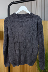 Charcoal Grey Chenille Arran Style Jumper