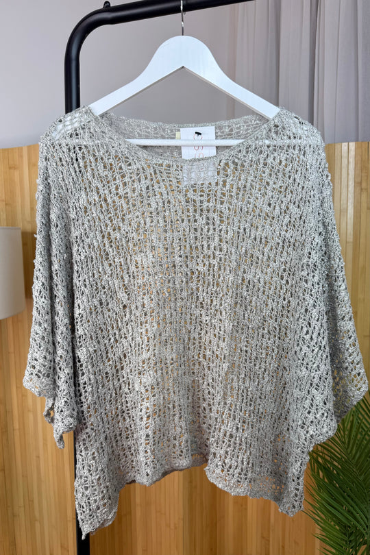 Grey Popcorn Poncho Top