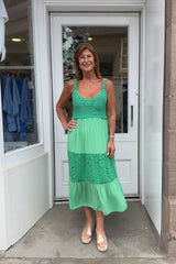 Emerald Green Crochet Bust Dress