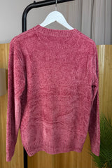 Bubblegum Pink Chenille Arran Style Jumper