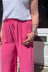 Fuchsia Pink Wide Leg Culottes