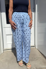 Baby Blue and Navy Polkadot Trousers