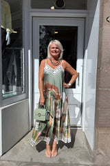Sage Green Silky Cami Maxi Dress