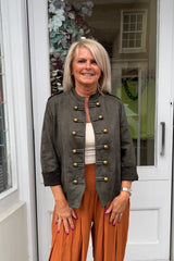 Carrie Khaki Green Military Suedette Jacket