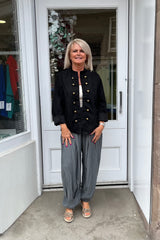 Carrie Black Military Suedette Jacket