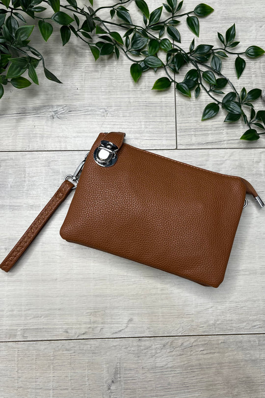 Tan Cleo Zip Crossbody Bag