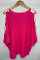 Fuchsia Pink Daisy Fine Knit Jumper