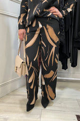 Black and Cream Abstract Trousers