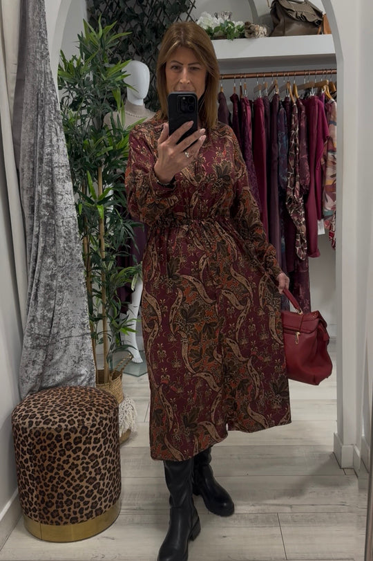 Autumn Print Shirt Dress