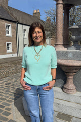 Aqua Alpaca Short Sleeved Jumper