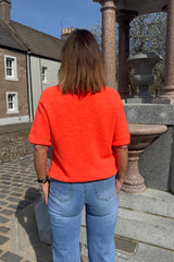 Bright Orange Alpaca Short Sleeved Jumper