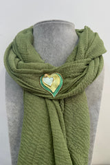 Green Triple Heart Magnetic Brooch