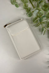 White Zip Wallet Crossbody Bag