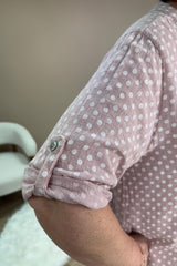 Dusky Pink Polka Dot Cotton Blouse