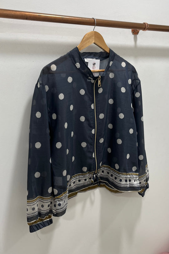 Navy Polkadot Lightweight Bomber Jacket