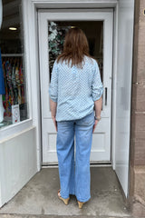 Light Blue Polkadot Cotton Blouse