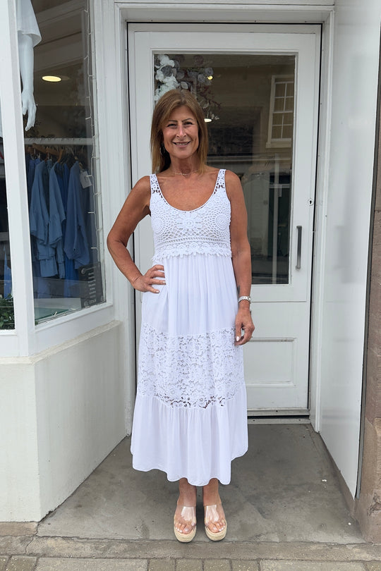 White Crochet Bust Dress