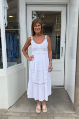 White Crochet Bust Dress
