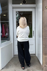 Winter White Mandy Short Sleeve Knitted Polo Top