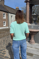 Aqua Alpaca Short Sleeved Jumper