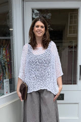 White Popcorn Poncho Top