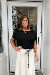Black Molly Slash Neck Top