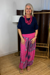 Fuchsia Pink Mandela Printed Hareem Trousers