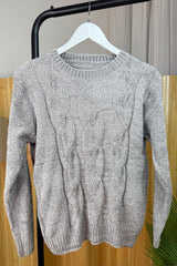 Grey Chenille Arran Style Jumper