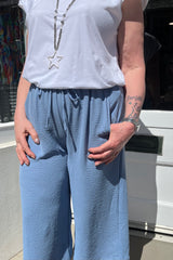 Denim Blue Wide Leg Culottes