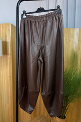 Chocolate Brown PU Cocoon Trousers