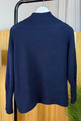 Denim Blue Ribby Knit Jumper