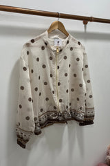 Cream Polkadot Lightweight Bomber Jacket