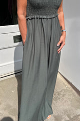 Khaki Green Roxy Beaded Jumpsuit