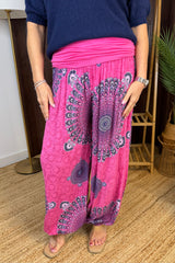 Fuchsia Pink Mandela Printed Hareem Trousers
