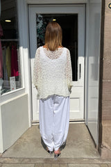 Cream Popcorn Poncho Top
