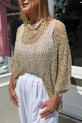 Taupe Popcorn Poncho Top