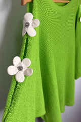 Lime Green Daisy Fine Knit Jumper