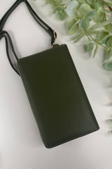 Forest Green Zip Wallet Crossbody Bag