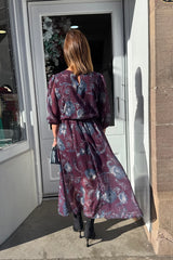 Petra Aubergine Floral Printed Dress