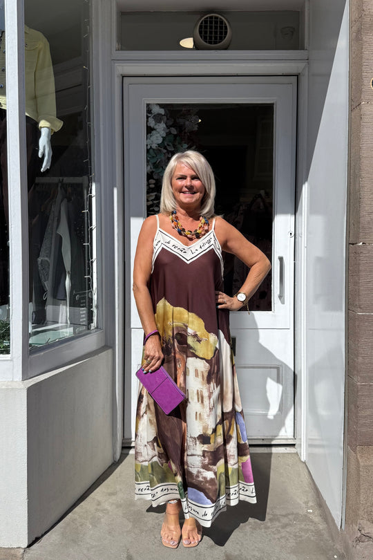 Chocolate Brown Silky Cami Maxi Dress