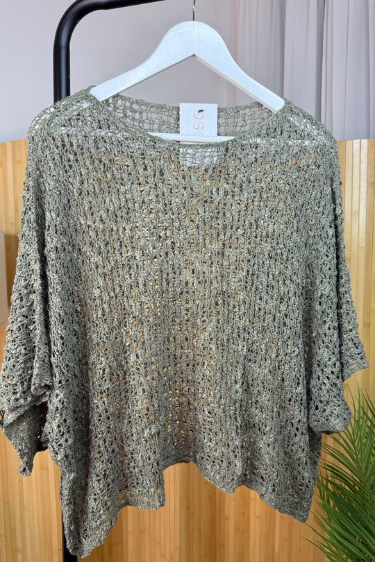 Sage Popcorn Poncho Top