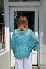 Turquoise Blue Popcorn Poncho Top