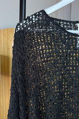 Black Popcorn Poncho Top