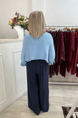 Navy Blue Nicole Wide Leg Trouser