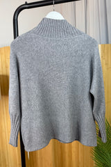 Grey Ribby Knit Jumper