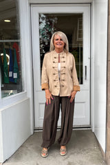 Carrie Beige Military Suedette Jacket