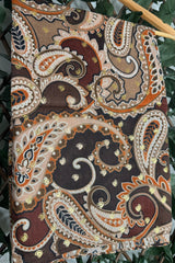Brown Gold Detail Paisley Scarf