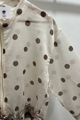 Cream Polkadot Lightweight Bomber Jacket