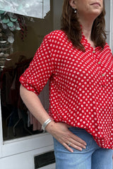 Red Polkadot Cotton Blouse